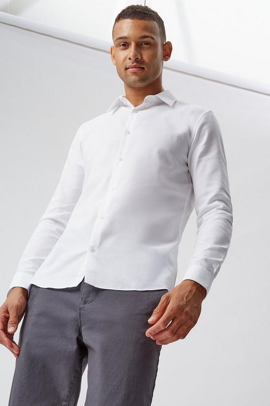 Burton White Skinny Fit Dobby Textured Shirt 1