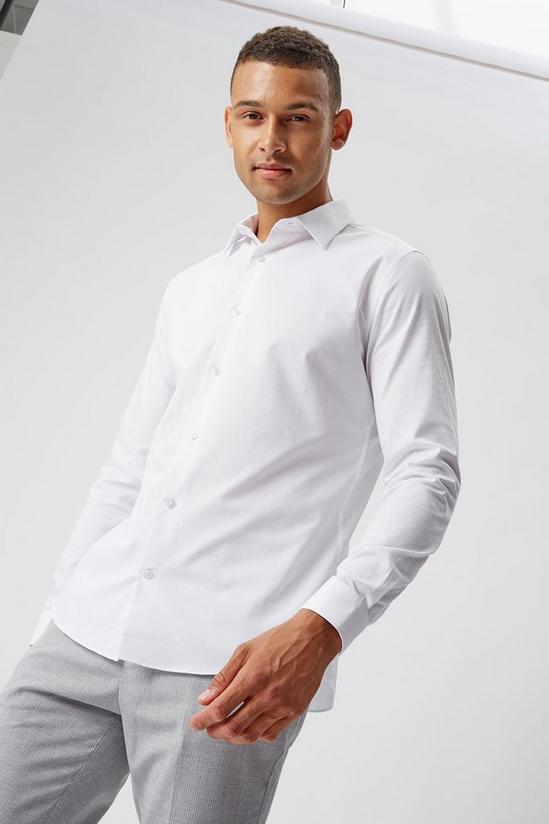Burton Slim Fit White Textured Shirt 1