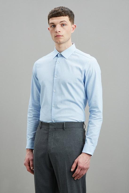 Burton Blue Textured Slim Fit Shirt 1