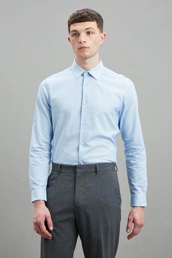 Burton Blue Textured Slim Fit Shirt 2