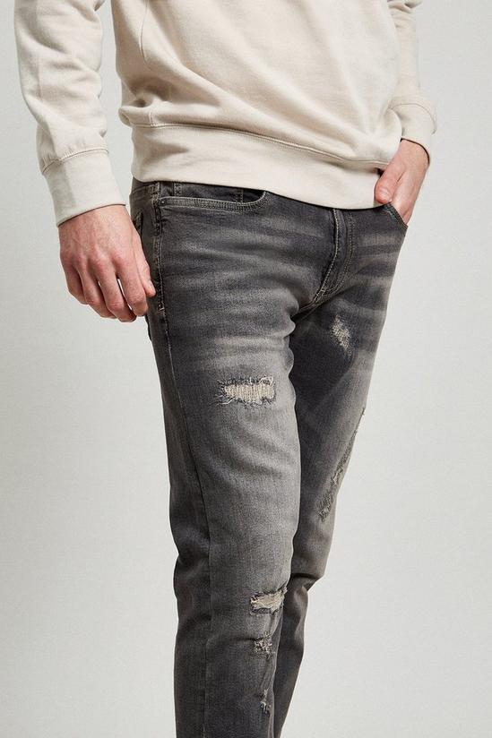 Burton Slim Dark Grey Wash Repair Rip Jeans 4