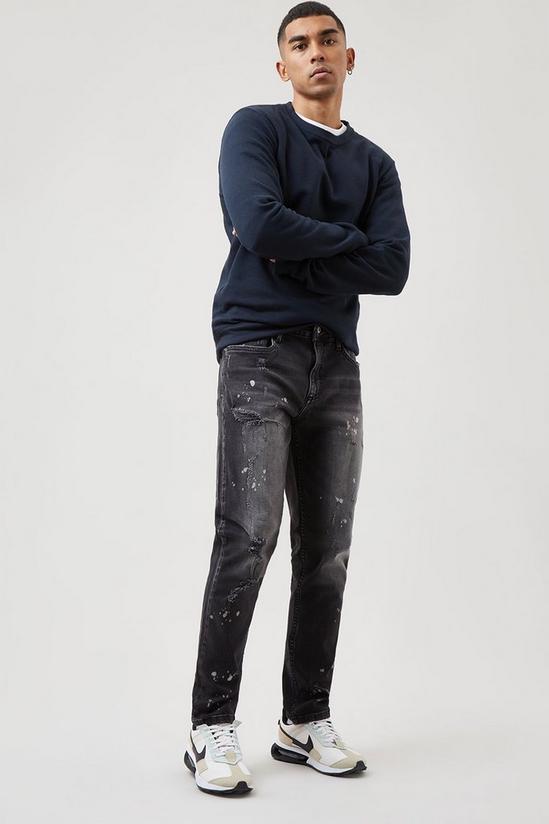 Burton Slim Washed Dark Grey Repair Rip Jeans 2