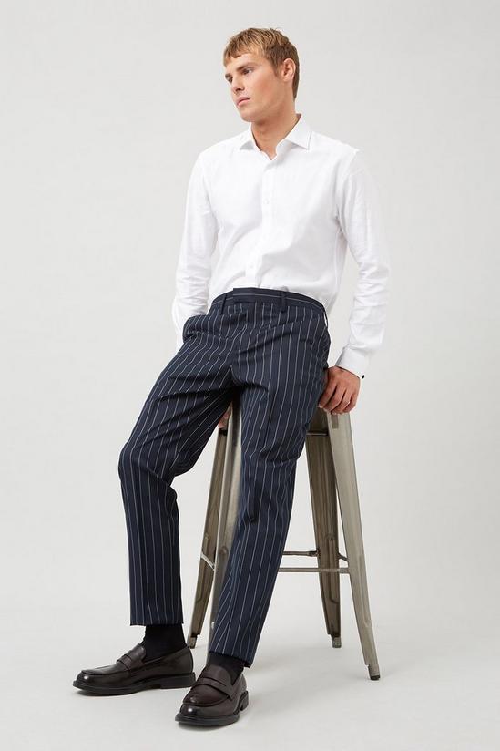 Burton Tapered Fit Navy Pinstripe Suit Trouser 4