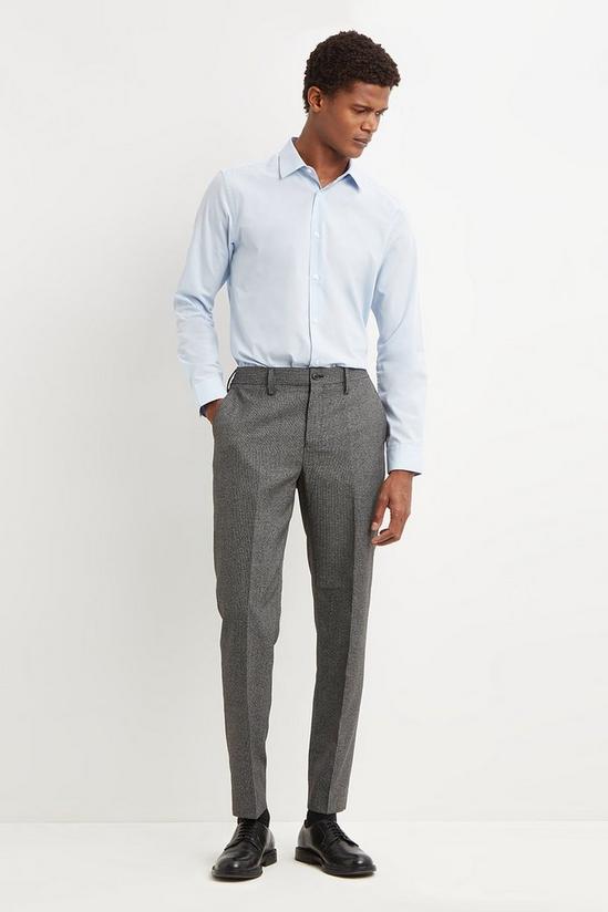 Burton Slim Fit Grey Twist Elasticated Suit Trouser 1