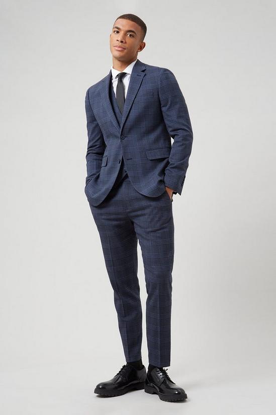 Burton Skinny Fit Blue Large Check Suit Jacket 2