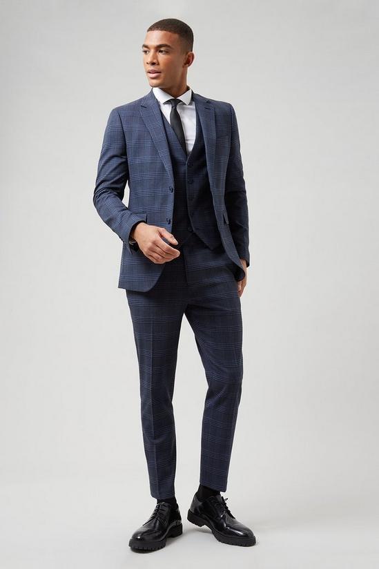 Burton Skinny Fit Blue Check Waistcoat 2