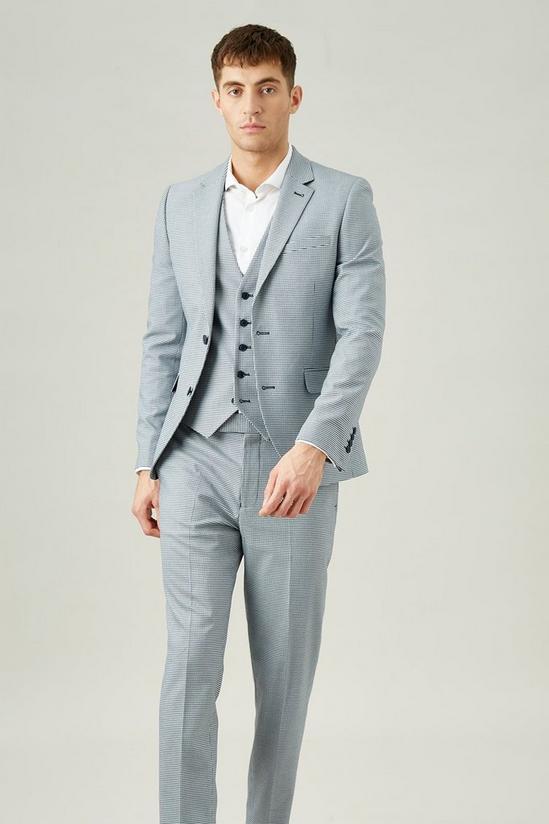 Burton Skinny Fit Navy And White Dogtooth Cropped Suit Trousers 2