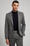 Burton Grey Pinstripe Slim Fit Suit Jacket thumbnail 1