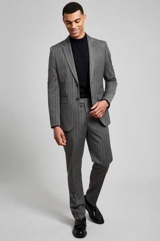 Burton Grey Pinstripe Slim Fit Suit Jacket 2