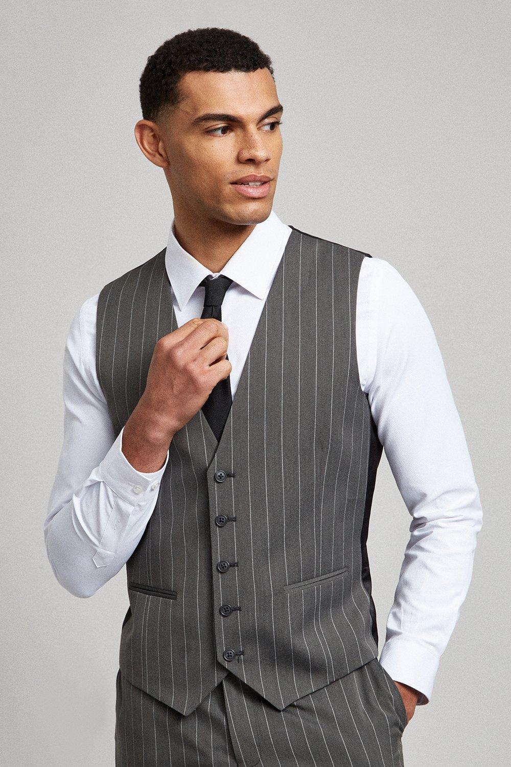 Grey hot sale pinstripe waistcoat