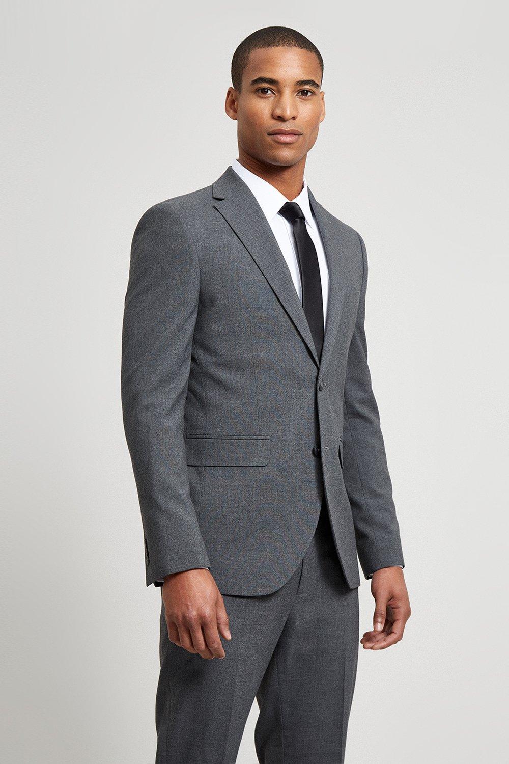 Suits | Skinny Fit Light Grey Essential Jacket | Burton