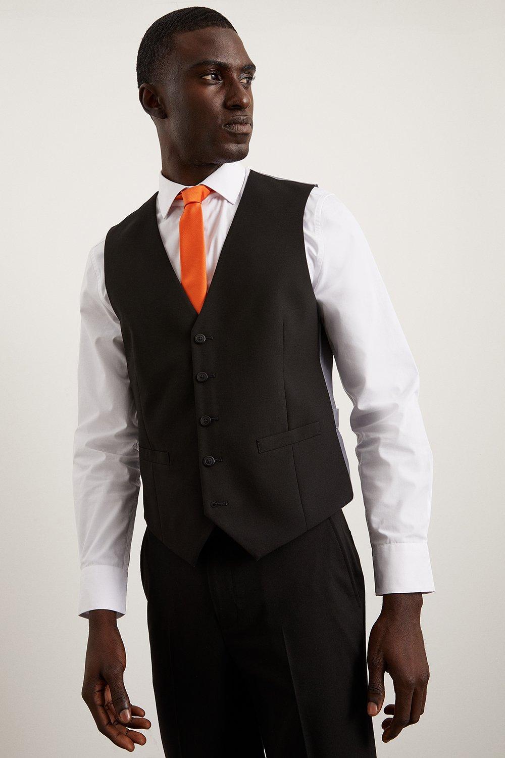 Black slim 2025 fit waistcoat