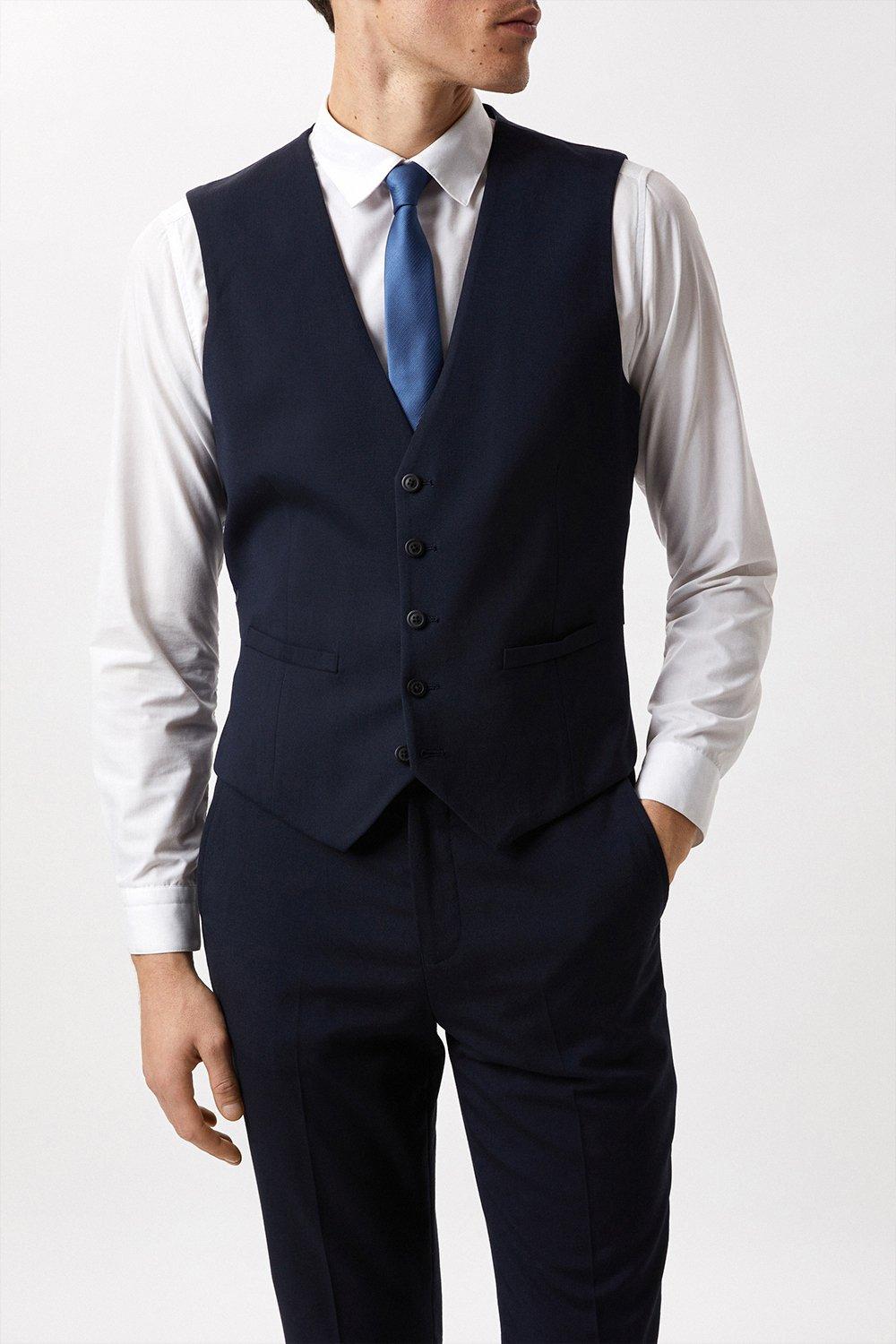 Mens Tailored Fit Navy Essential Waistcoat