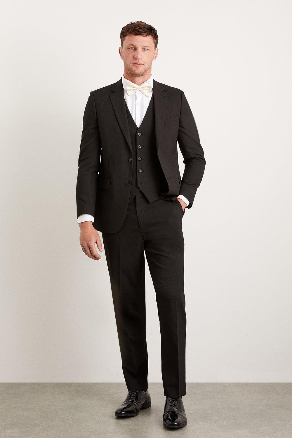 Mens Tailored Fit Black Essential Suit Jacket