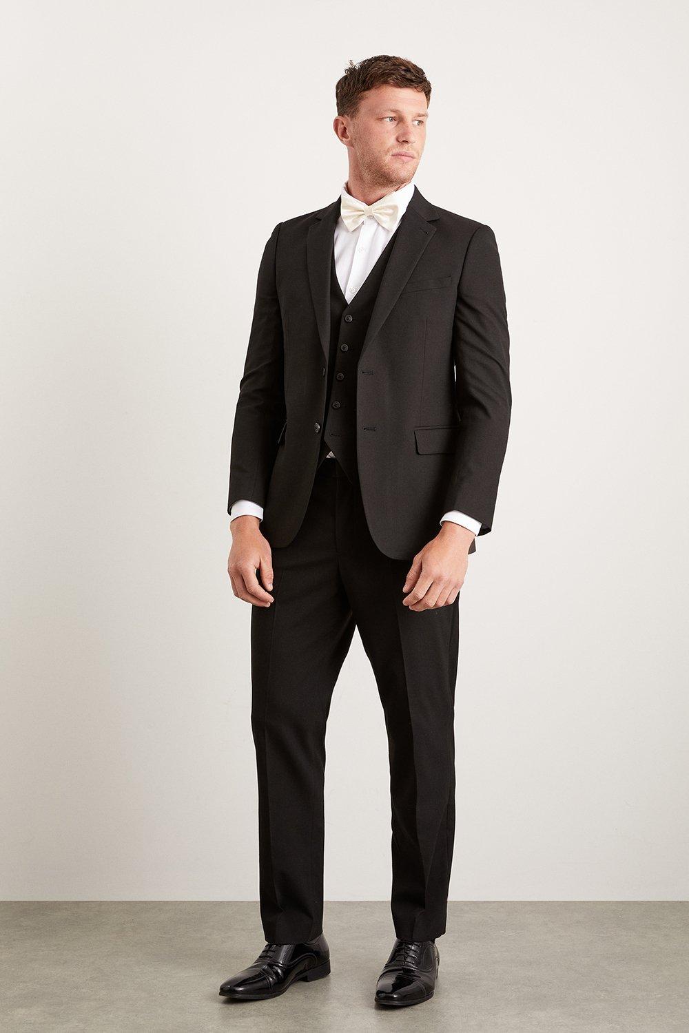 Mens Tailored Fit Black Essential Suit Trousers