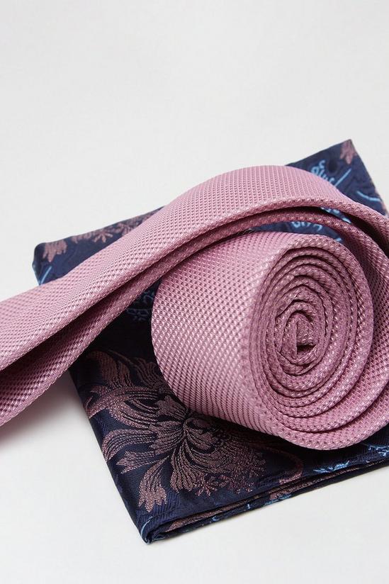 Burton Pink Floral Tie And Square Set 2
