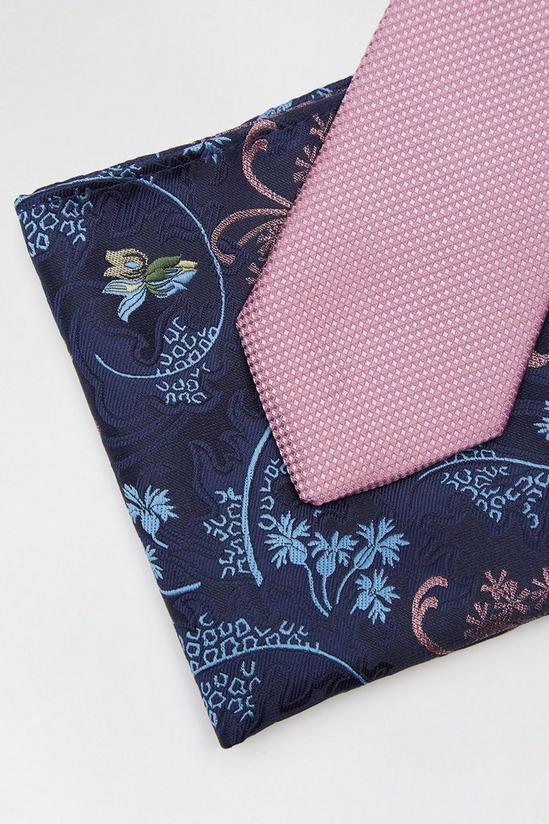 Burton Pink Floral Tie And Square Set 3