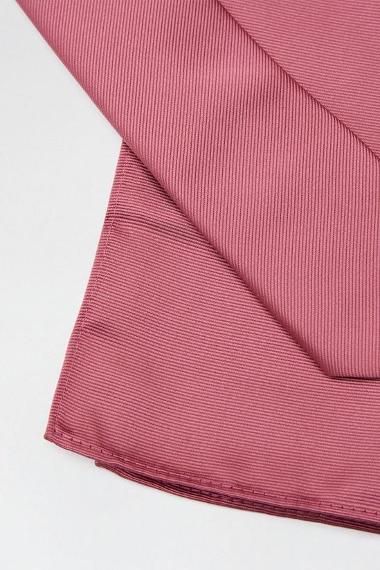Burton Slim Dark Pink Tie And Pocket Square Set 3