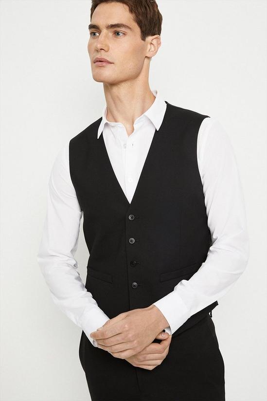 Burton Tailored Fit Black Essential Waistcoat 1