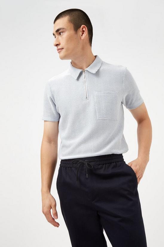 Burton Striped Textured Zip Polo Shirt 4