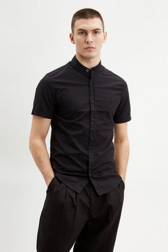 Burton Short Sleeve Skinny Fit Grandad Collar Shirt 1