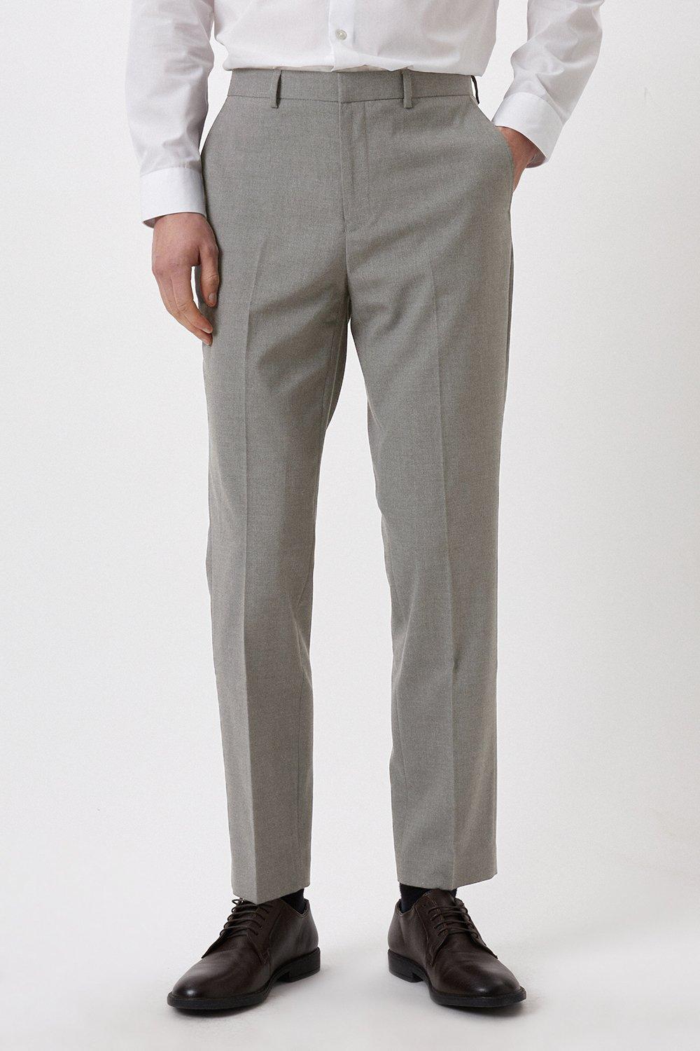 Mens Slim Fit Light Grey Essential Suit Trousers