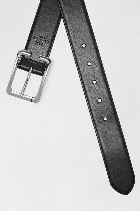 Burton Black Square Buckle Leather Belt 4