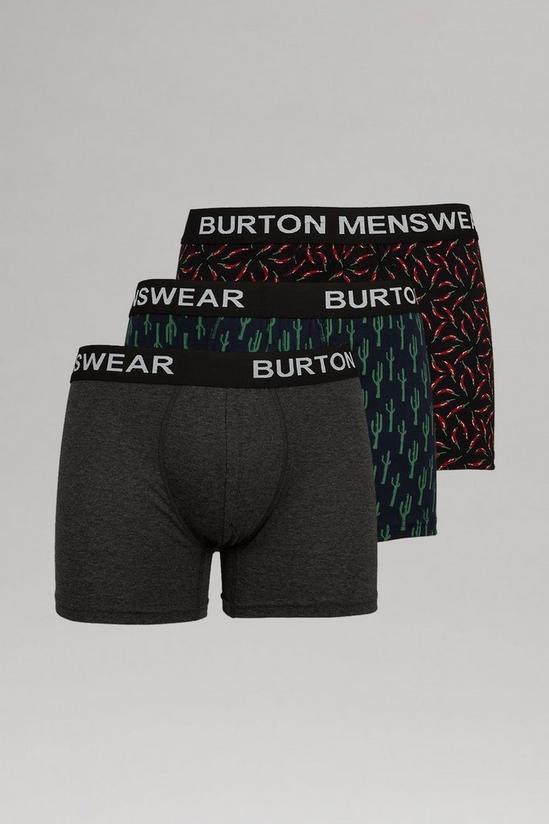Burton 3 Pack Black Cactus And Chilli Hipster Trunks 1
