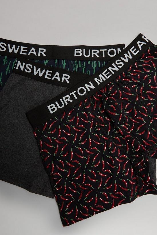 Burton 3 Pack Black Cactus And Chilli Hipster Trunks 2