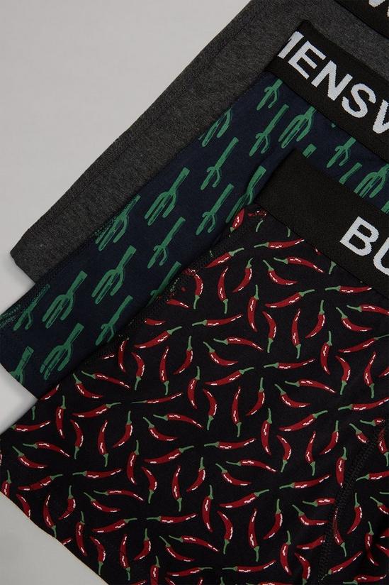 Burton 3 Pack Black Cactus And Chilli Hipster Trunks 3