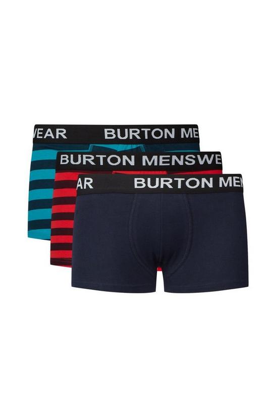 Burton 3 Pack Red And Green Bold Stripe Hipster Trunks 1