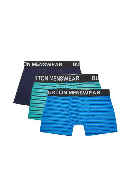 Burton 3 Pack Grey And Blue Double Stripe Trunks 1