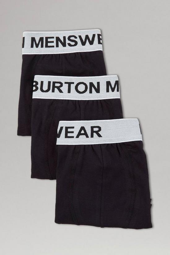 Burton 3 Pack Black Trunks With White Waistband Hipster 3