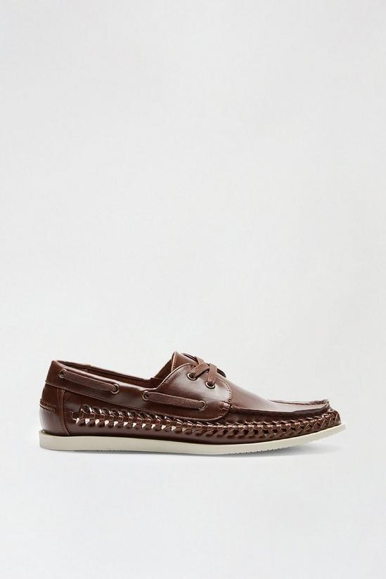 Burton Brown Leather Look Boat Shoes 1