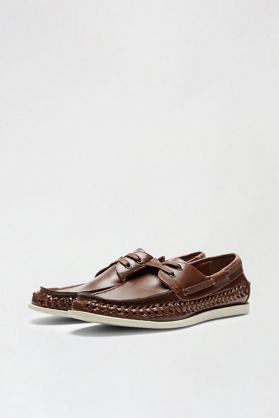 Burton Brown Leather Look Boat Shoes 2