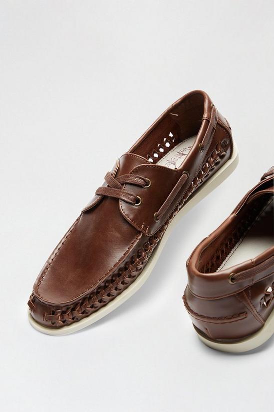 Burton Brown Leather Look Boat Shoes 3