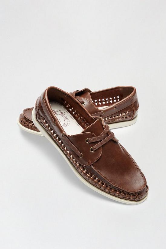 Burton Brown Leather Look Boat Shoes 4
