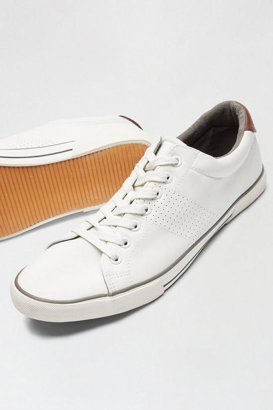 Burton White Leather Look Plimsolls 3