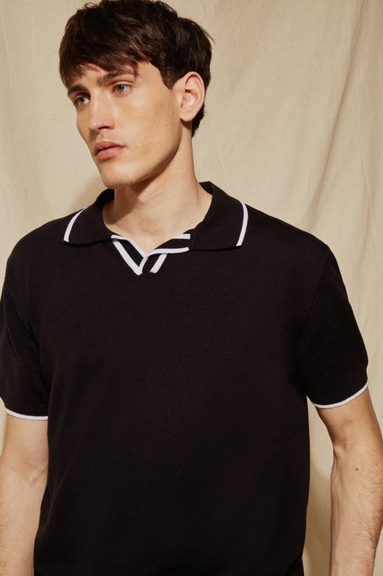 Burton Knitted Tipped Open Collar Polo Shirt 1