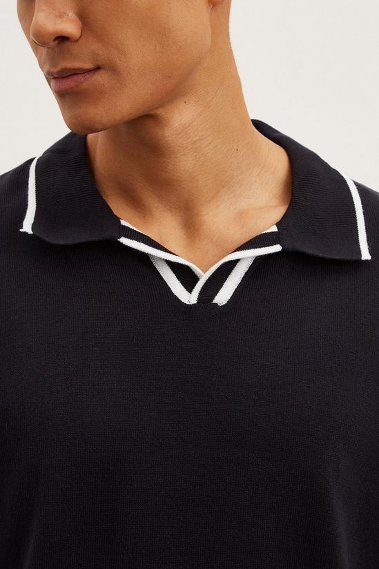 Burton Knitted Tipped Open Collar Polo Shirt 4