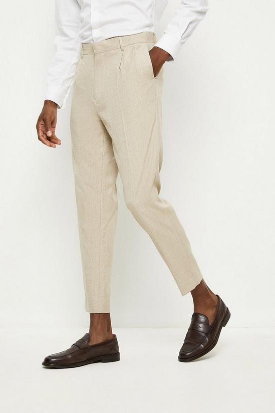 Burton Tapered Fit Texture Pleated Suit Trousers 1