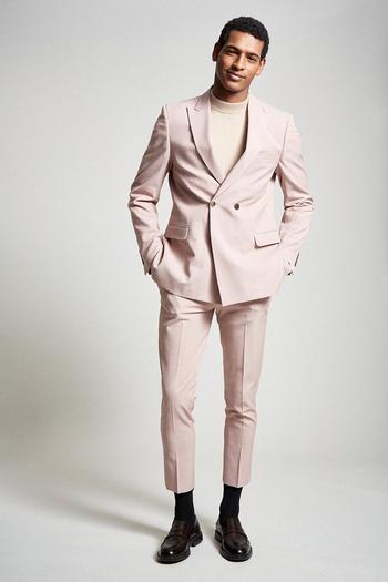 Related Product Relaxed Fit Pink Stretch Double Breasted Suit Jacket