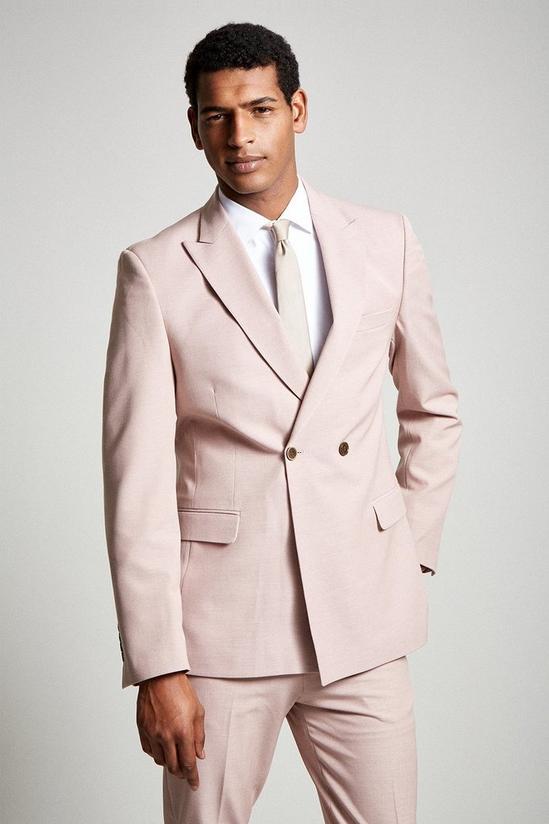 Burton Relaxed Fit Pink Stretch Double Breasted Suit Jacket 2