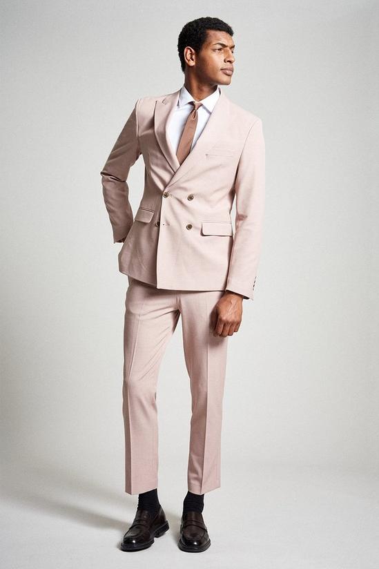 Burton Slim Fit Pink Stretch Double Breasted  Suit Jackett 2