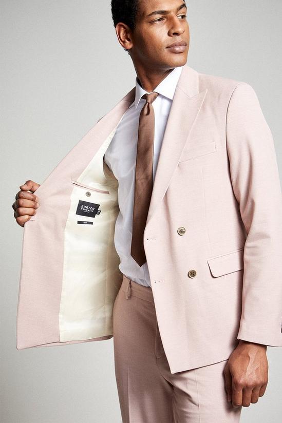 Burton Slim Fit Pink Stretch Double Breasted  Suit Jackett 6