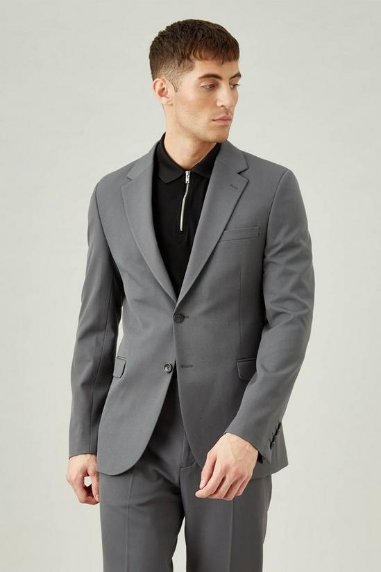 Burton Slim Fit Grey Stretch Suit Jacket 1
