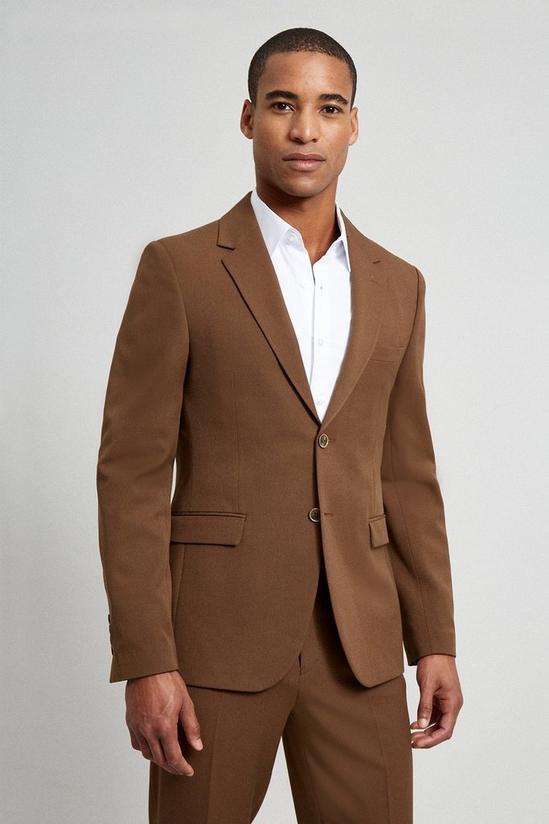 Burton Skinny Fit Brown Stretch Suit Jacket 1