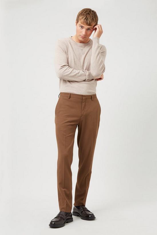 Burton Skinny Fit Brown Stretch Suit Trousers 2