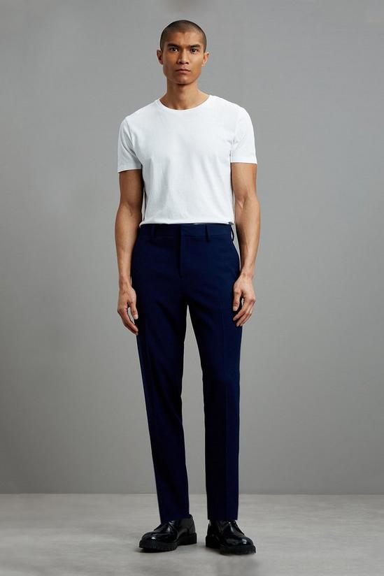 Burton Slim Fit Blue Texture Suit Trousers 1