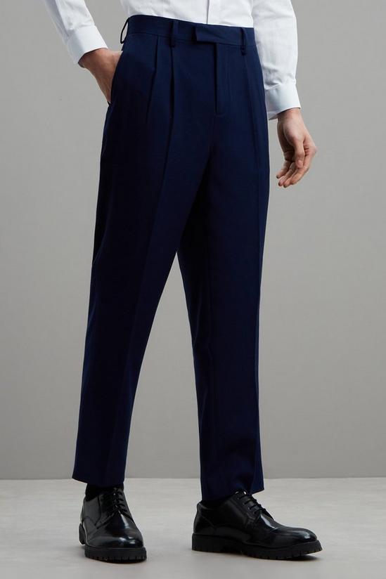 Burton Relaxed Fit Texture Pleated Suit Trousers 1